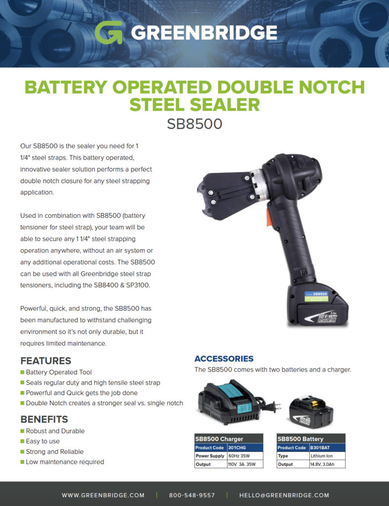 SB8500 Battery Operated Steel Sealer | Greenbridge